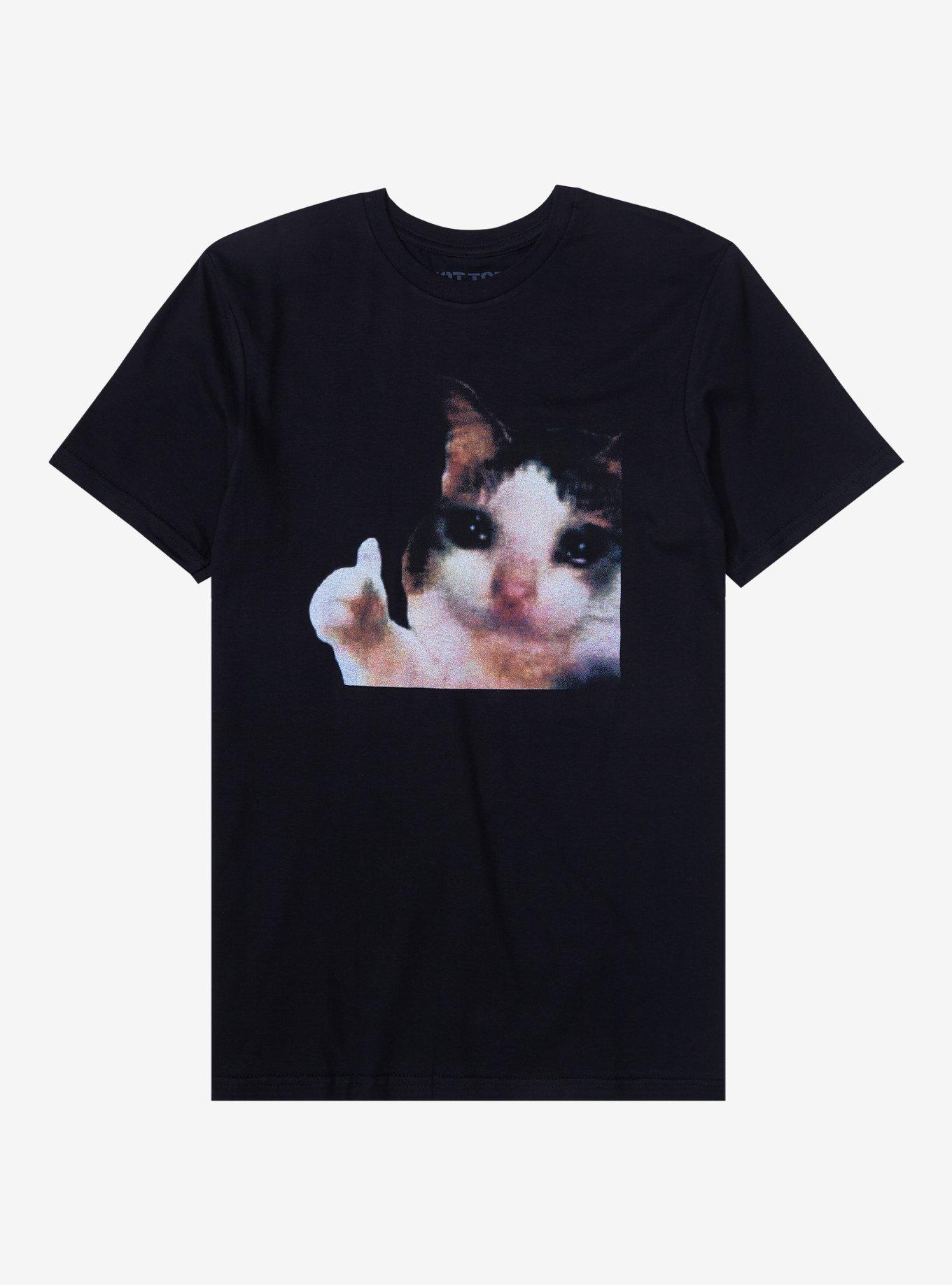 Crying Cat Thumbs Up Meme Boyfriend Fit Girls T-Shirt, MULTI, hi-res