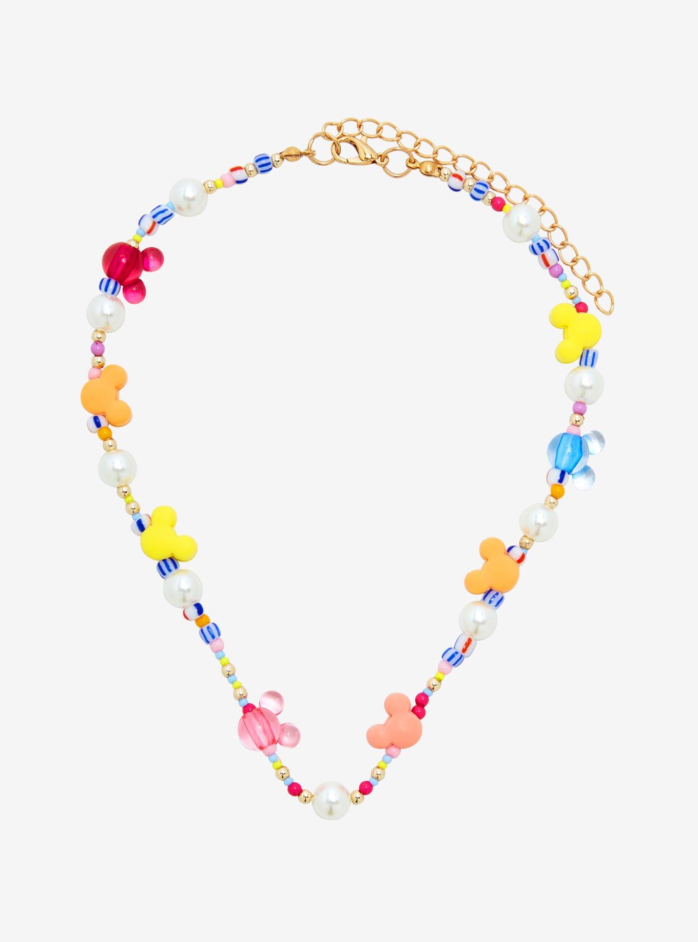Disney Mickey Mouse Colorful Mickey Beaded Necklace, , hi-res
