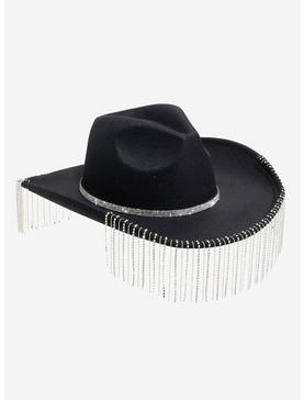 Black Rhinestone Fringe Cowboy Hat, , hi-res