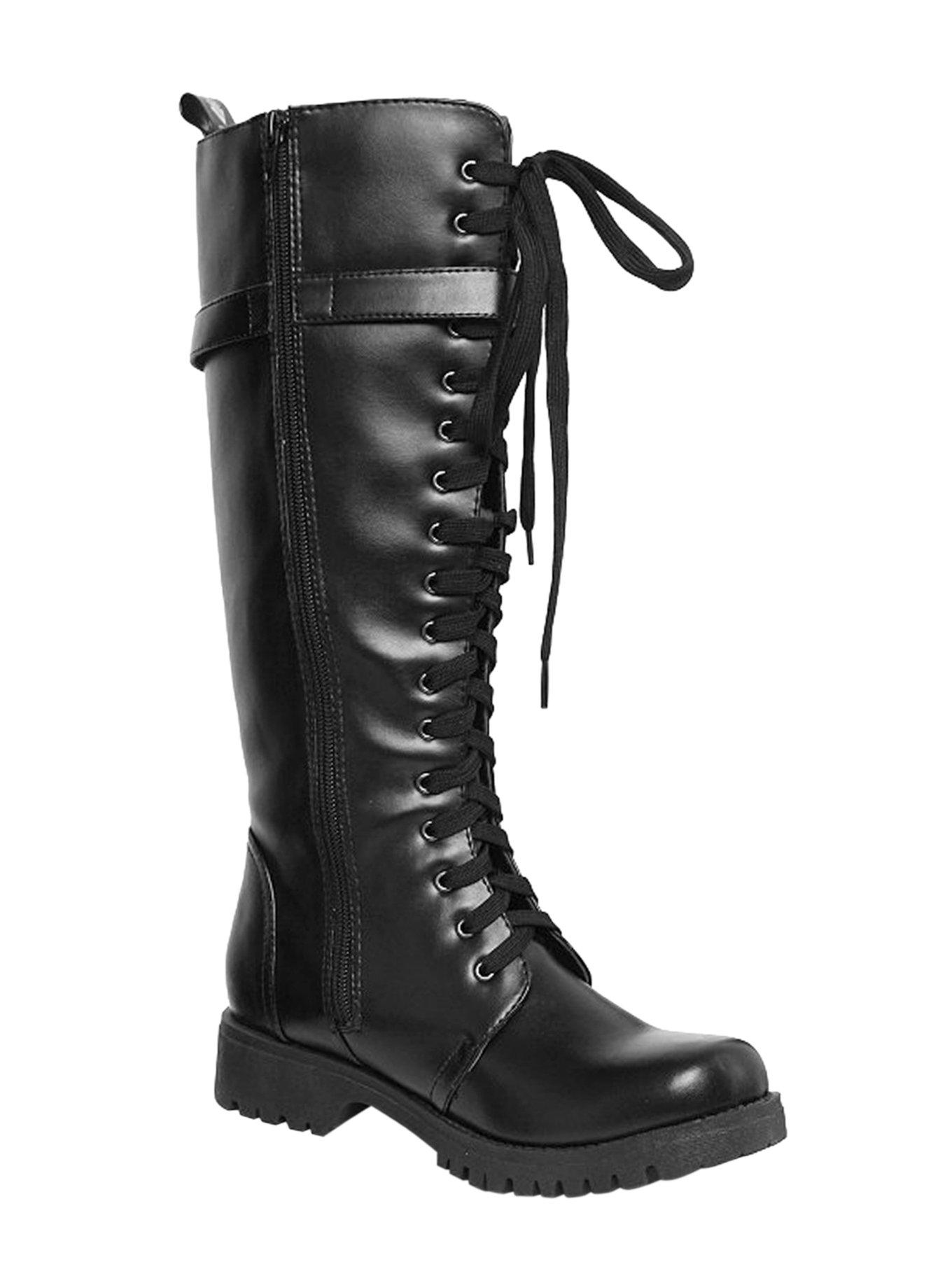 Volatile Black Strap Combat Boots, BLACK, hi-res