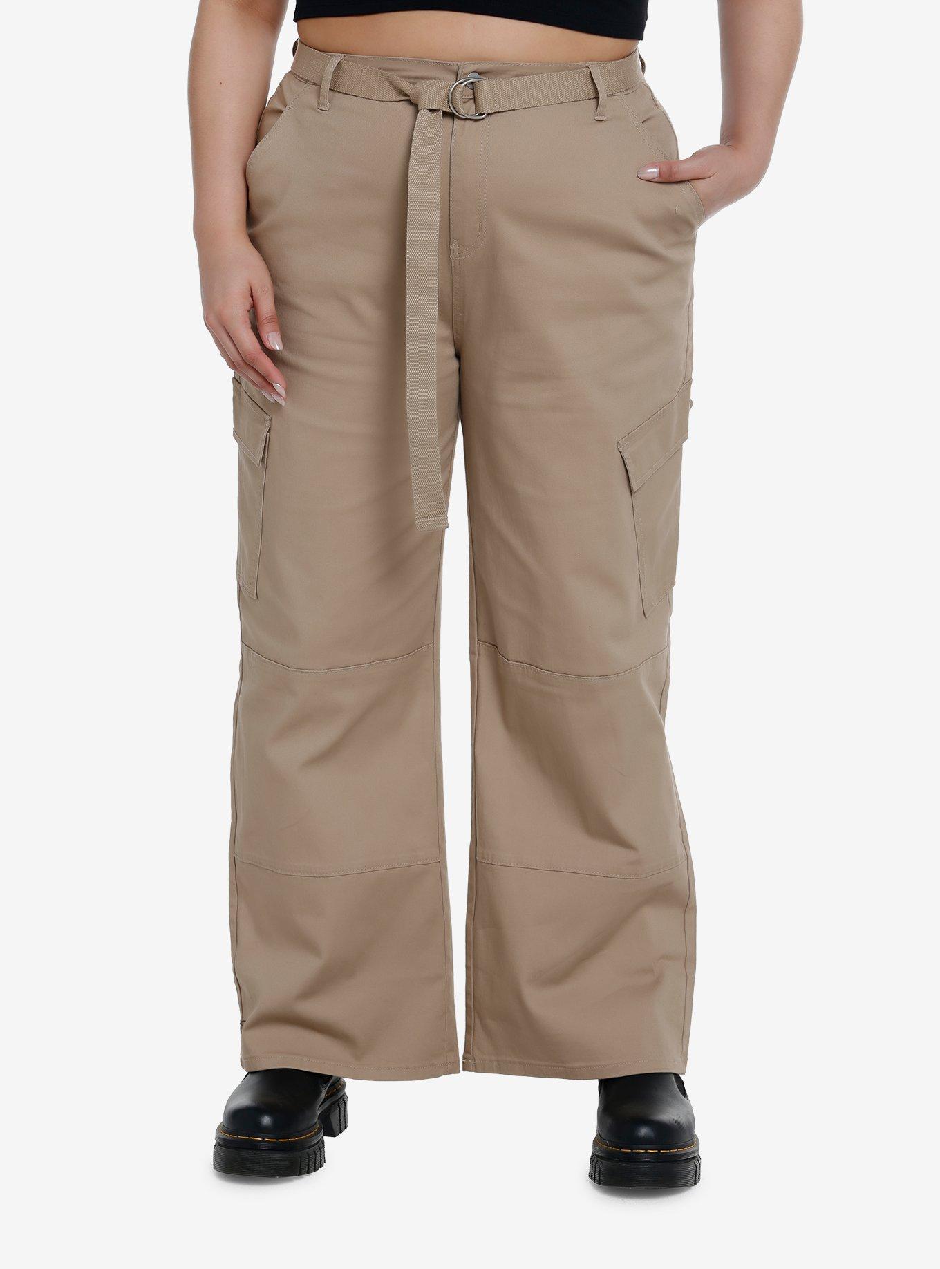 Plus Size Cargo Pocket Skinny Pants - Khaki