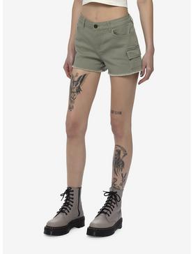 Plus Size Olive Green Cargo Pocket Shorts, , hi-res