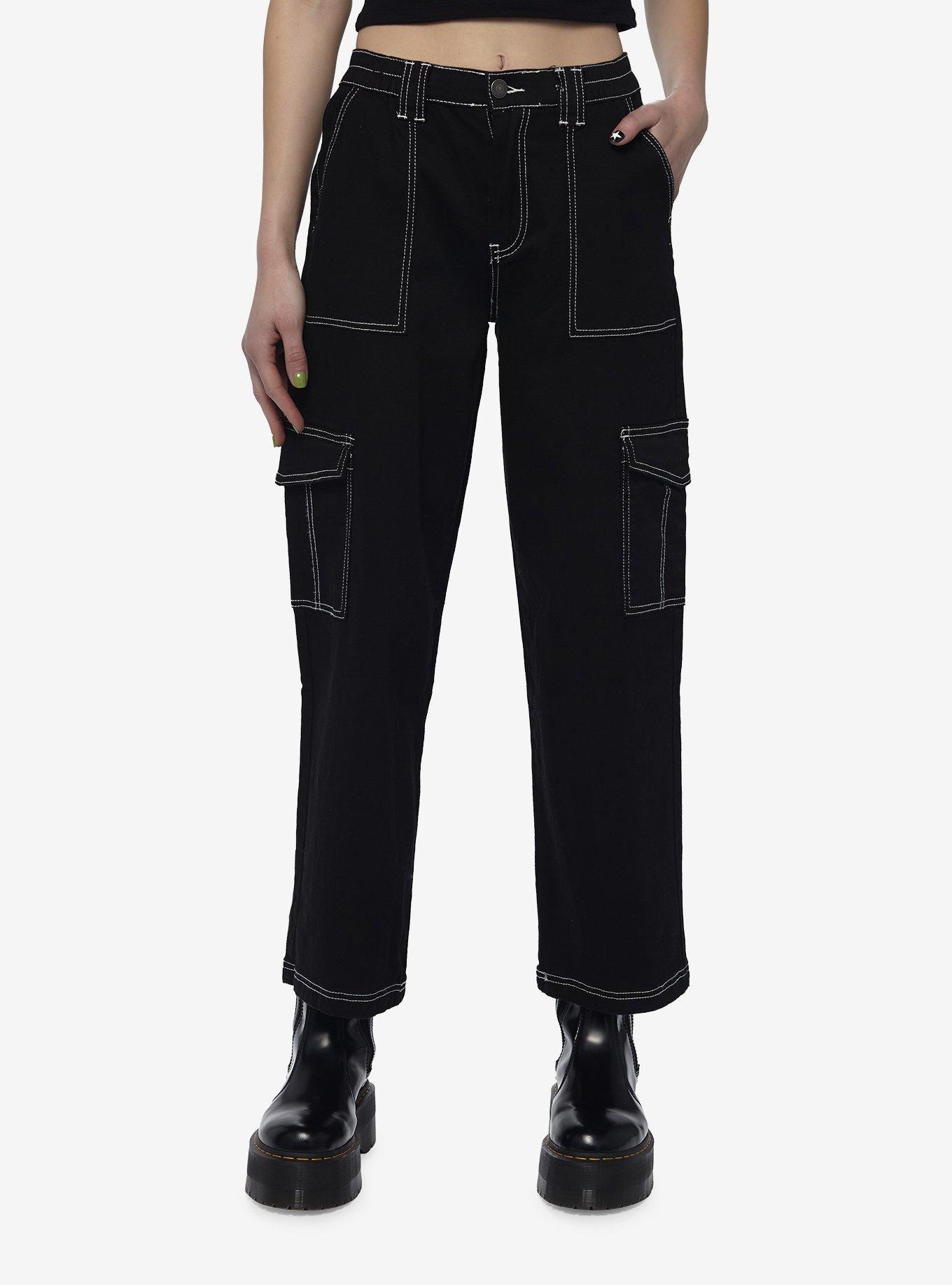 Hot Topic Black Skull Patch Carpenter Pants