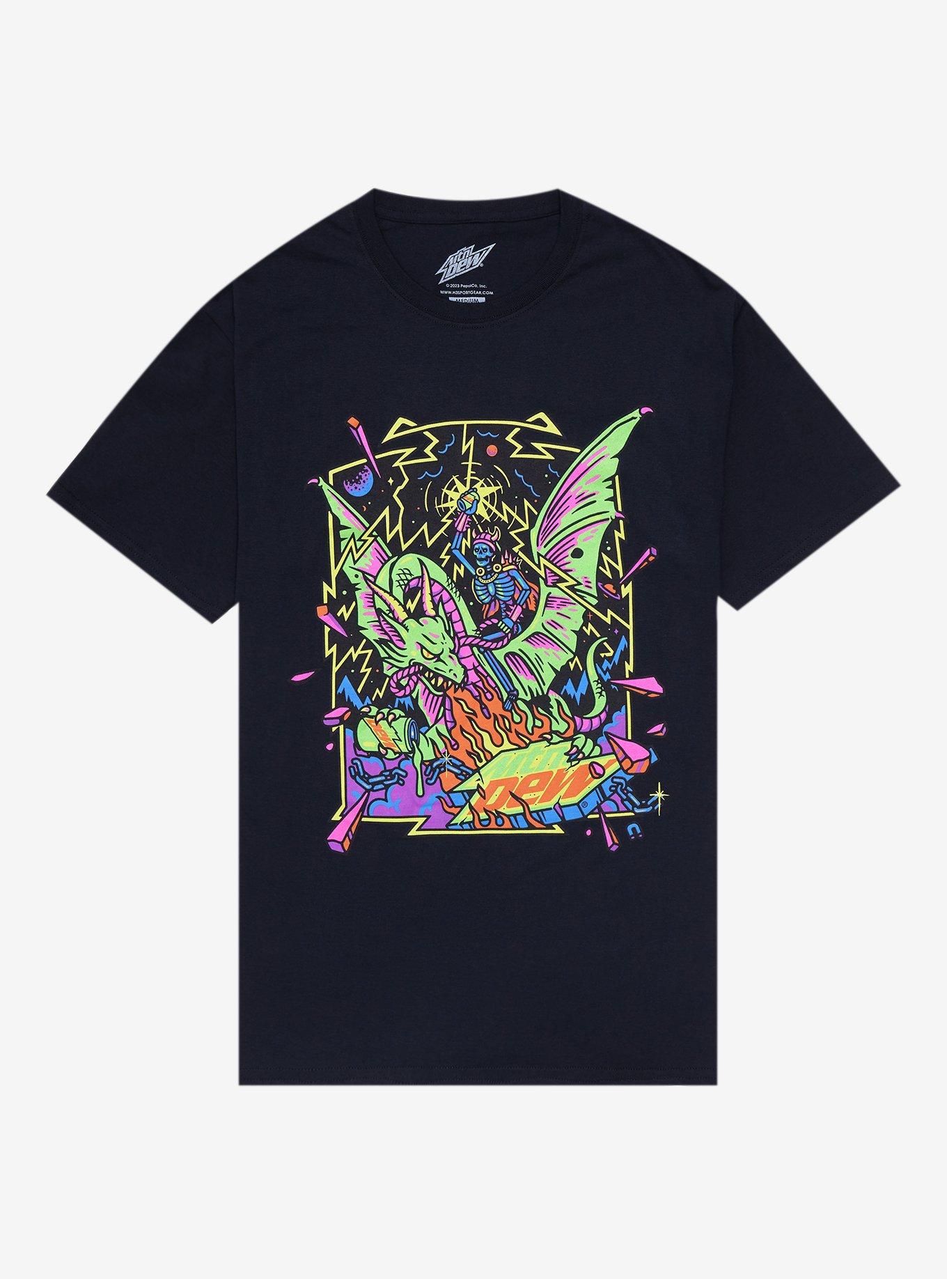 Mountain Dew Skeleton Warrior & Dragon T-Shirt, BLACK, hi-res
