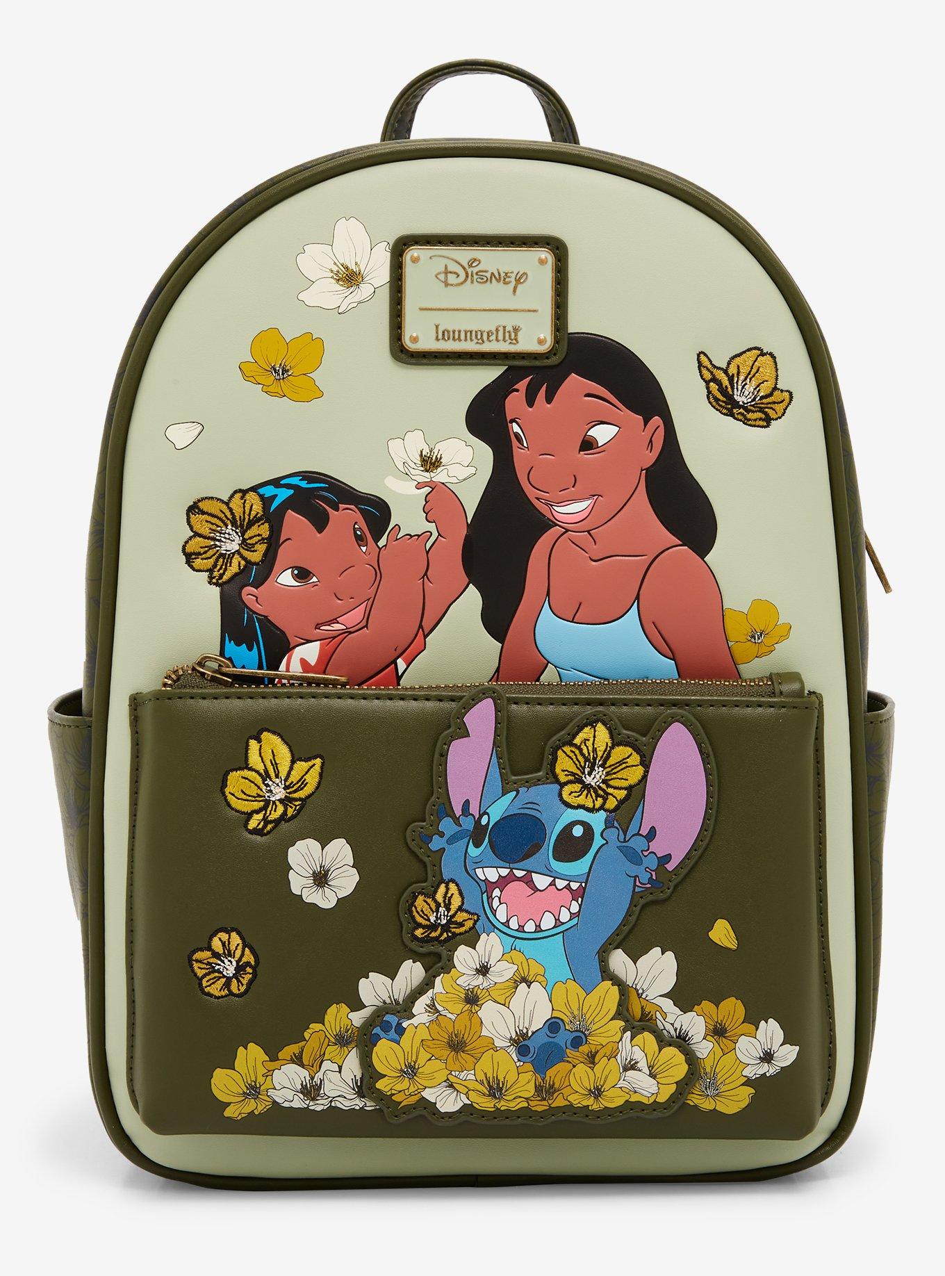 Loungefly Disney Lilo Stitch Floral Character Portraits Mini Backpack BoxLunch Exclusive