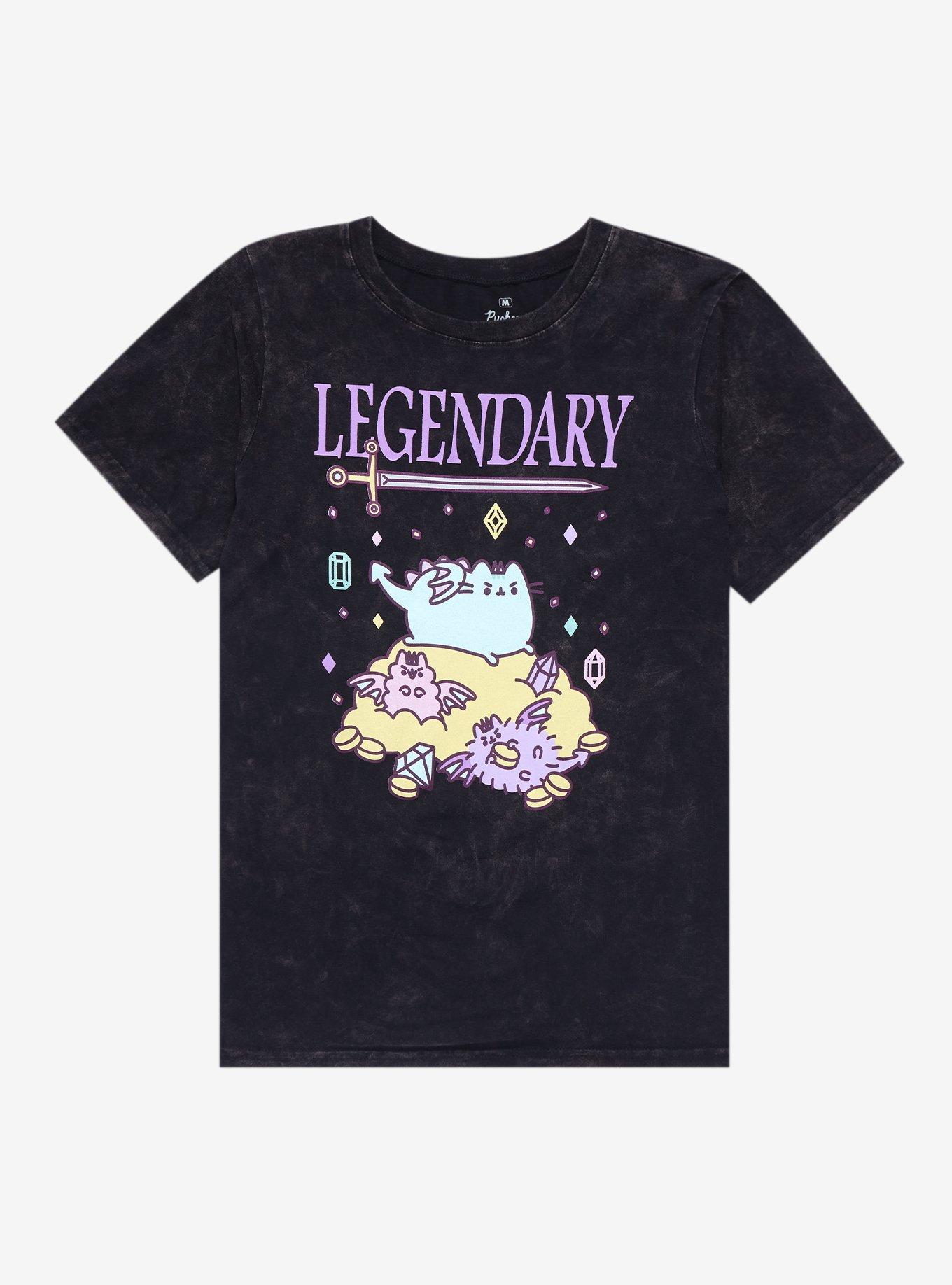 Pusheen Legendary Dark Mineral Wash Boyfriend Fit Girls T-Shirt, MULTI, hi-res