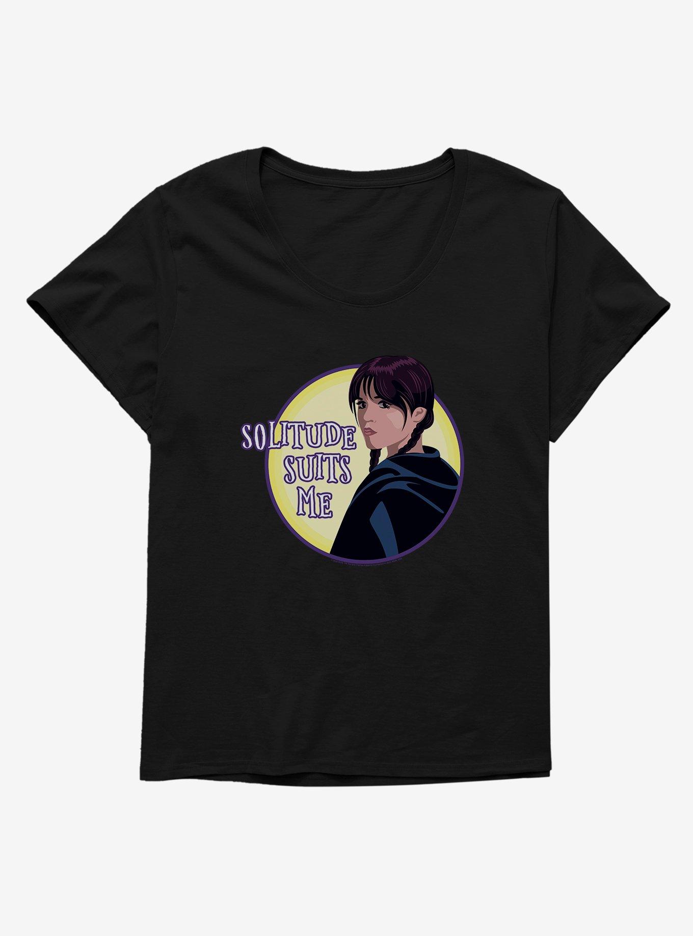 Wednesday TV Series Solitude Suits Me Womens T-Shirt Plus Size