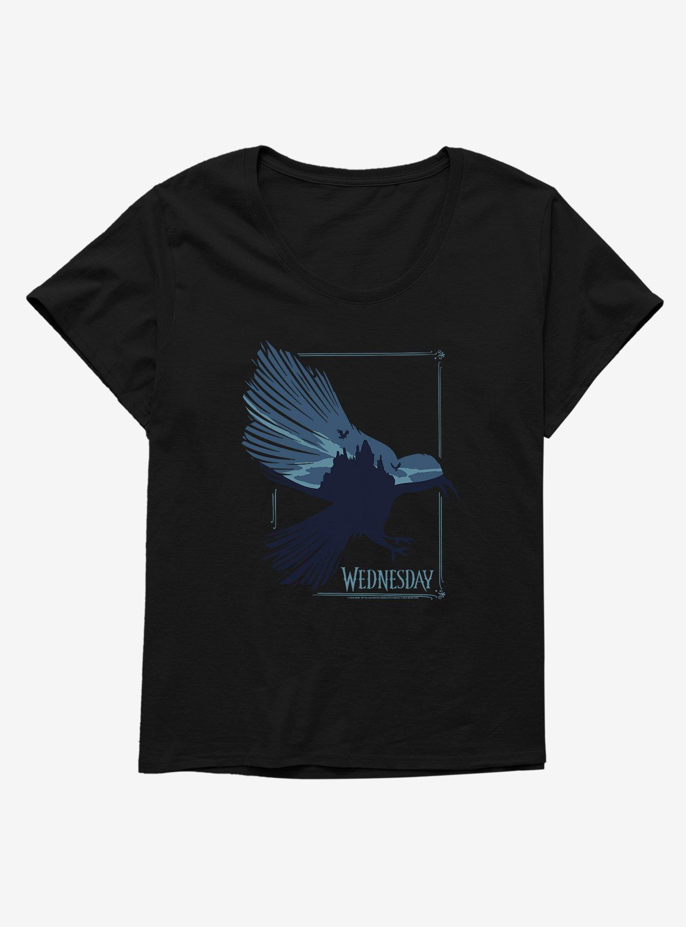 Wednesday TV Series Raven Womens T-Shirt Plus Size, BLACK, hi-res