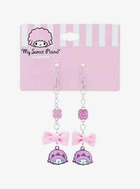 My Sweet Piano Rose Bow Earrings Hot Topic