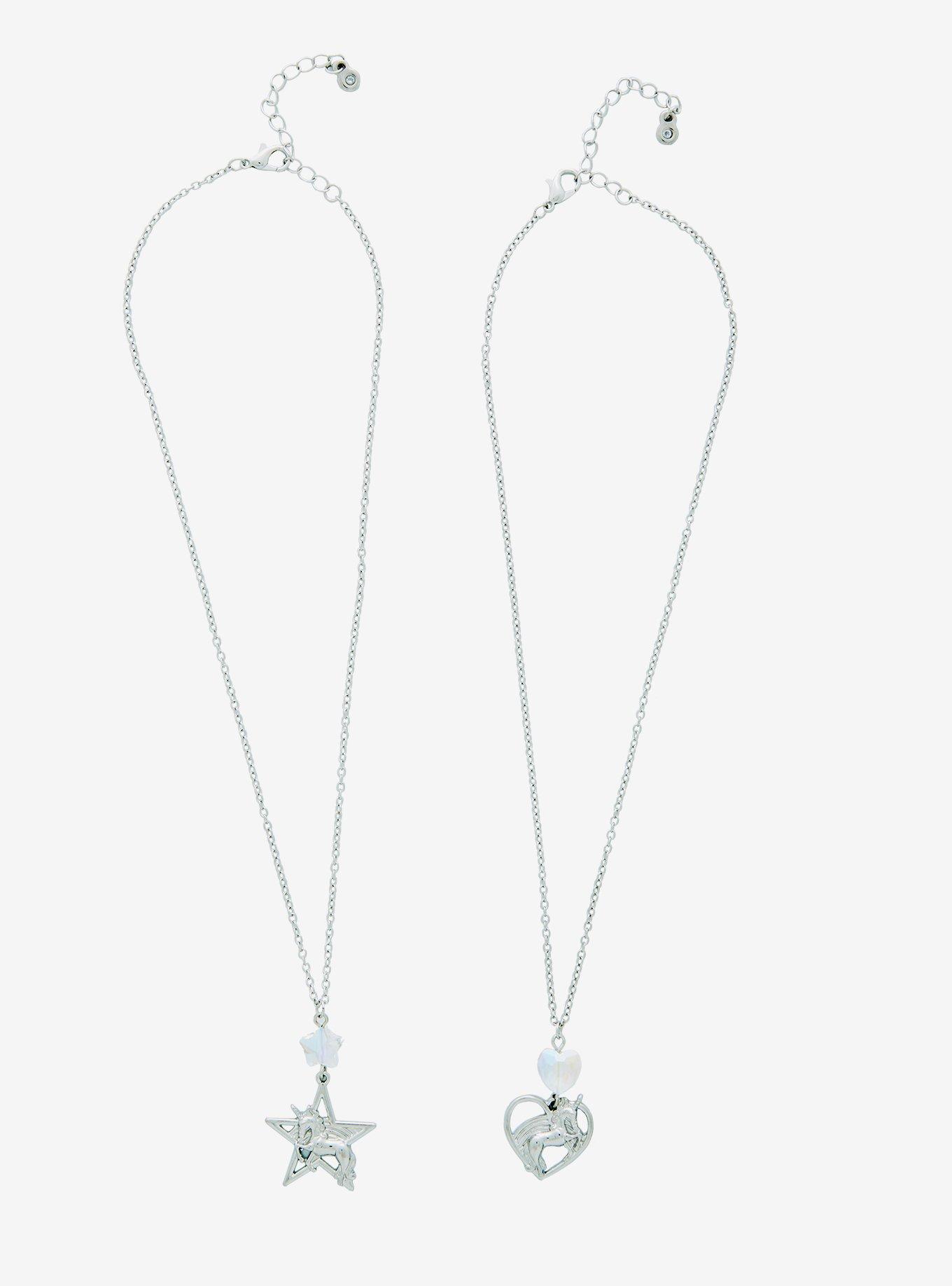 Thorn & Fable Unicorn Heart & Star Best Friend Necklace Set, , hi-res