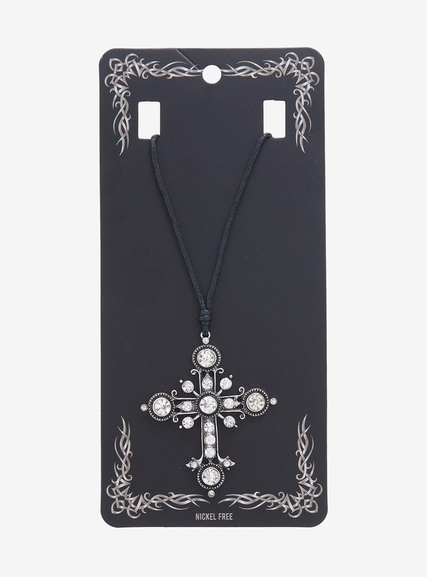 Cross Gem Cord Necklace, , hi-res