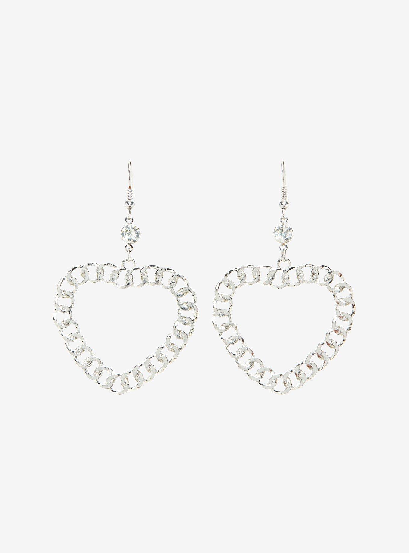 Chain Link Heart Earrings Hot Topic