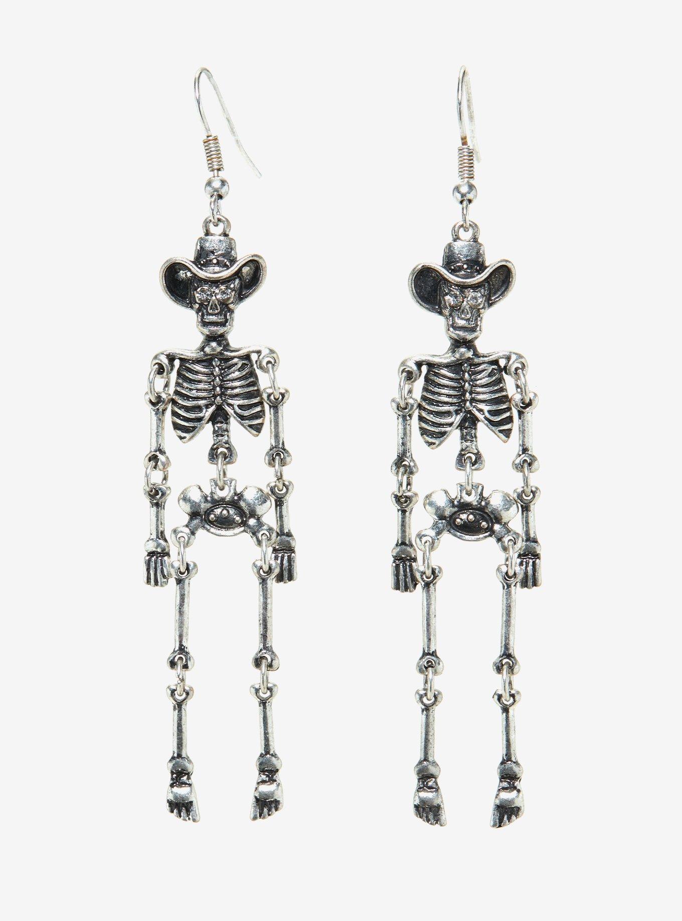 Cowboy Skeleton Drop Earrings | Hot Topic