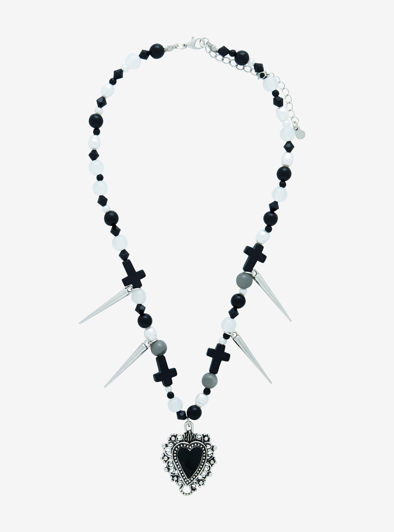 Heart Cross Spike Necklace, , hi-res