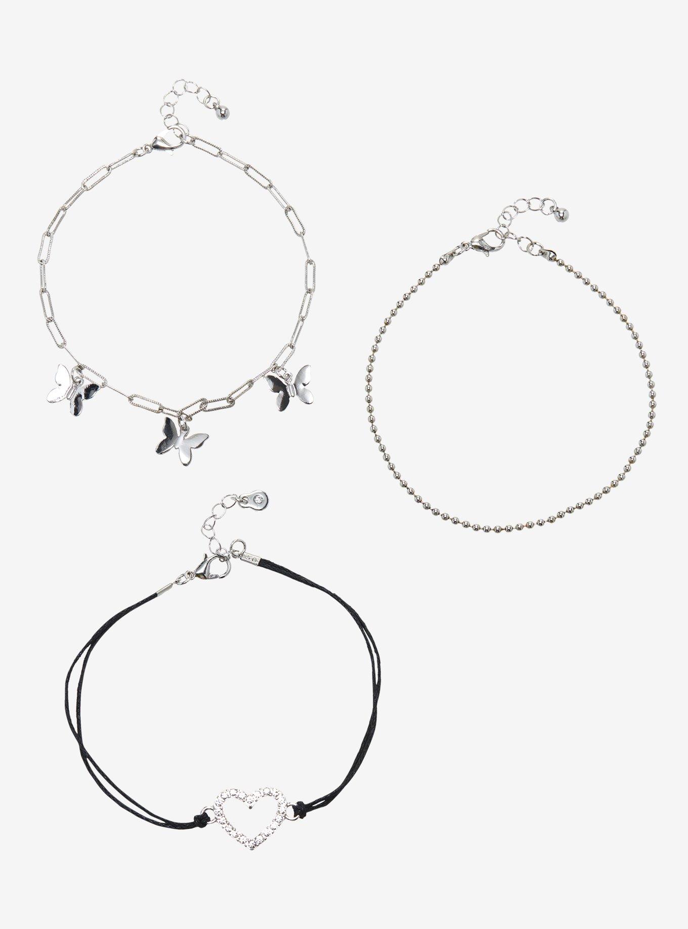 Heart Butterfly Ankle Bracelet Set, , hi-res