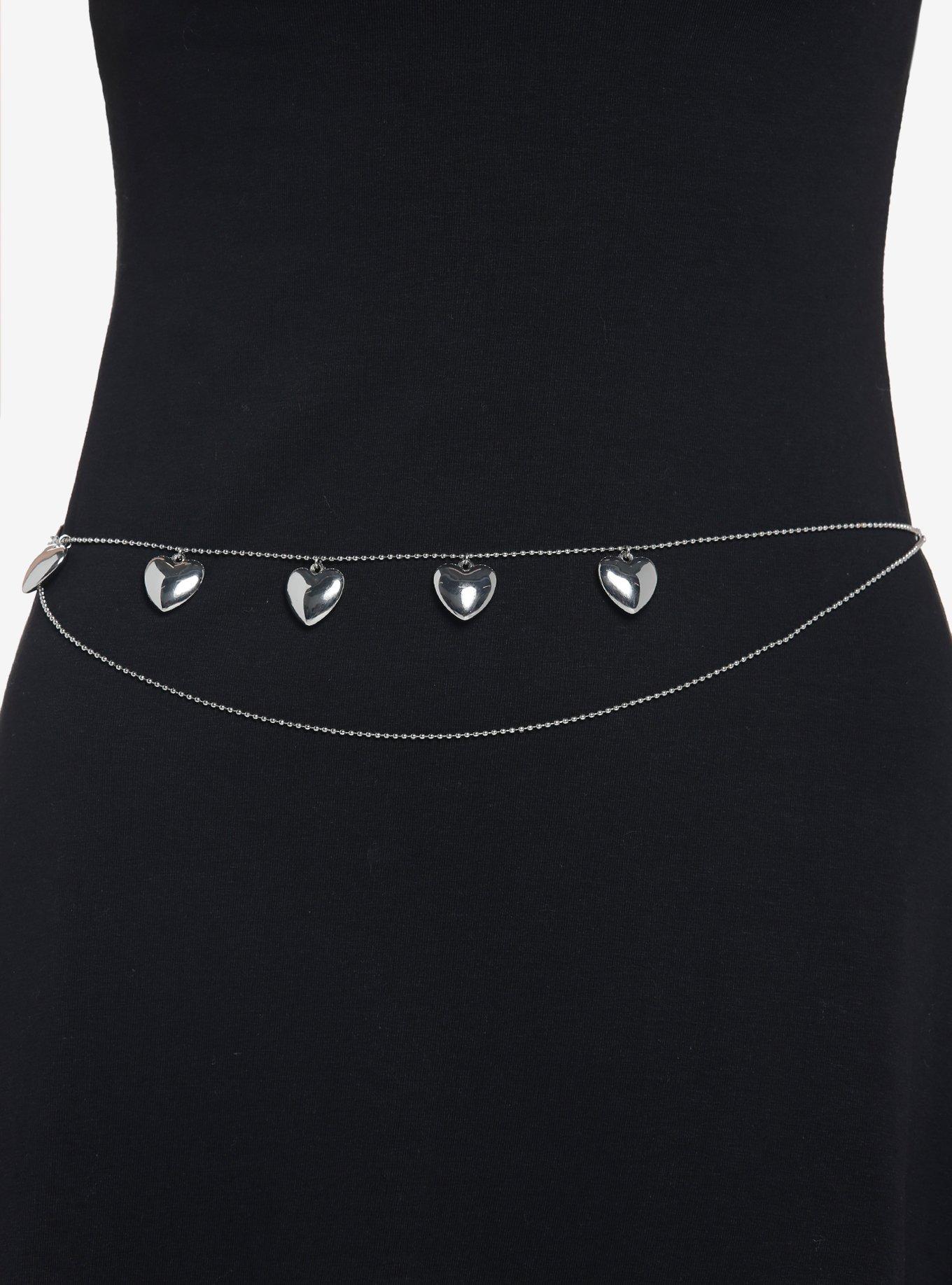 Silver Heart Pendant Belly Chain, , hi-res