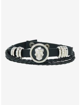 Skull Braided Cord Faux Leather Bracelet, , hi-res