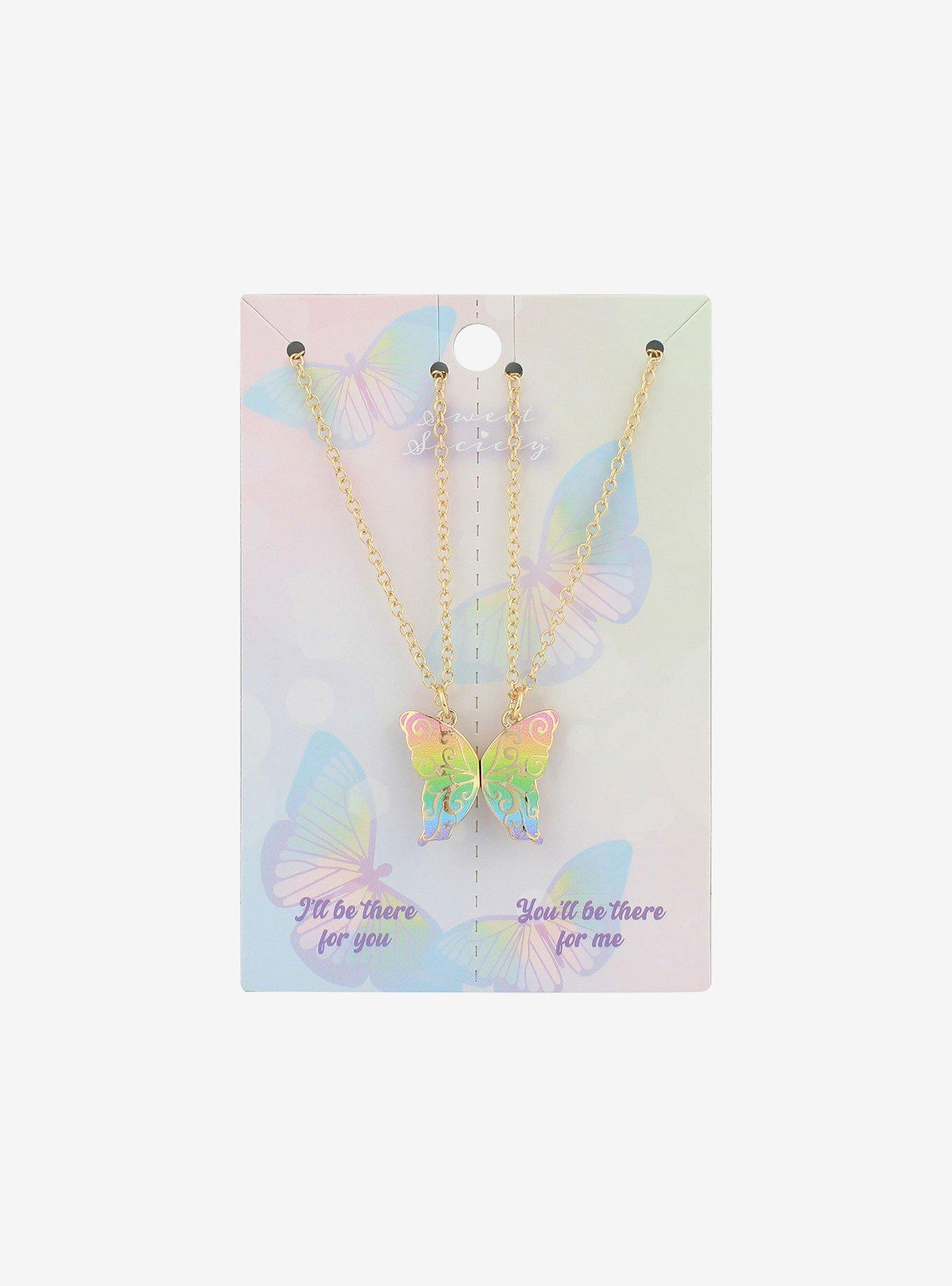 Sweet Society Rainbow Butterfly Wing Best Friend Necklace Set, , hi-res