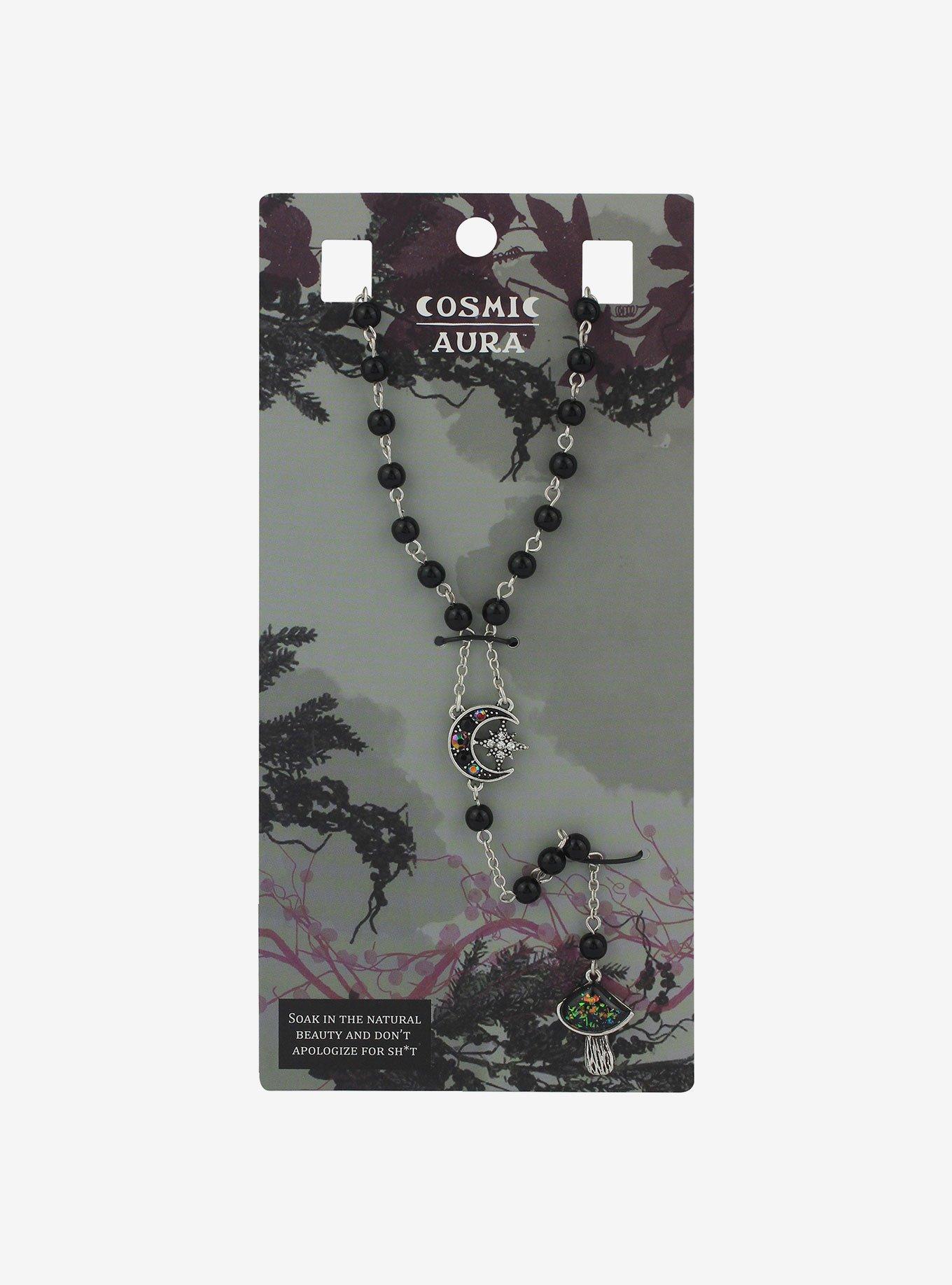 Cosmic Aura Celestial Mushroom Rosary Necklace, , hi-res
