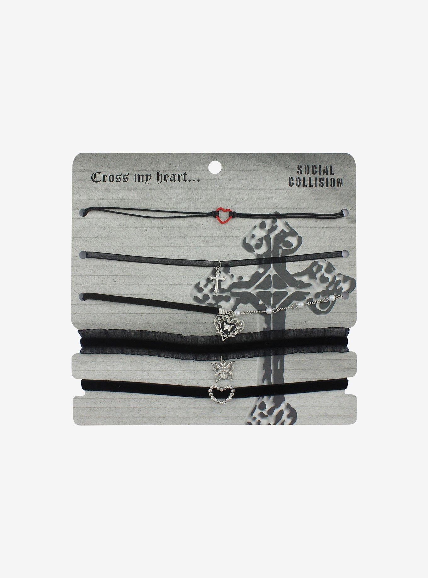 Social Collision Black Dainty Choker Set, , hi-res
