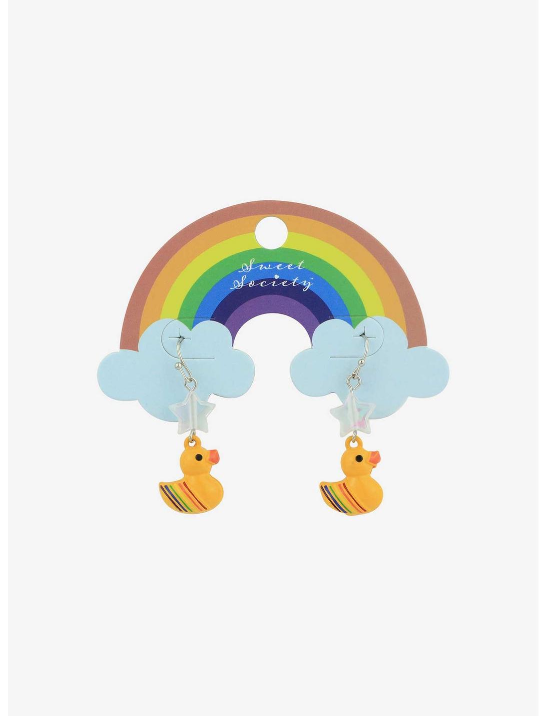 Sweet Society Rainbow Duck Earrings, , hi-res