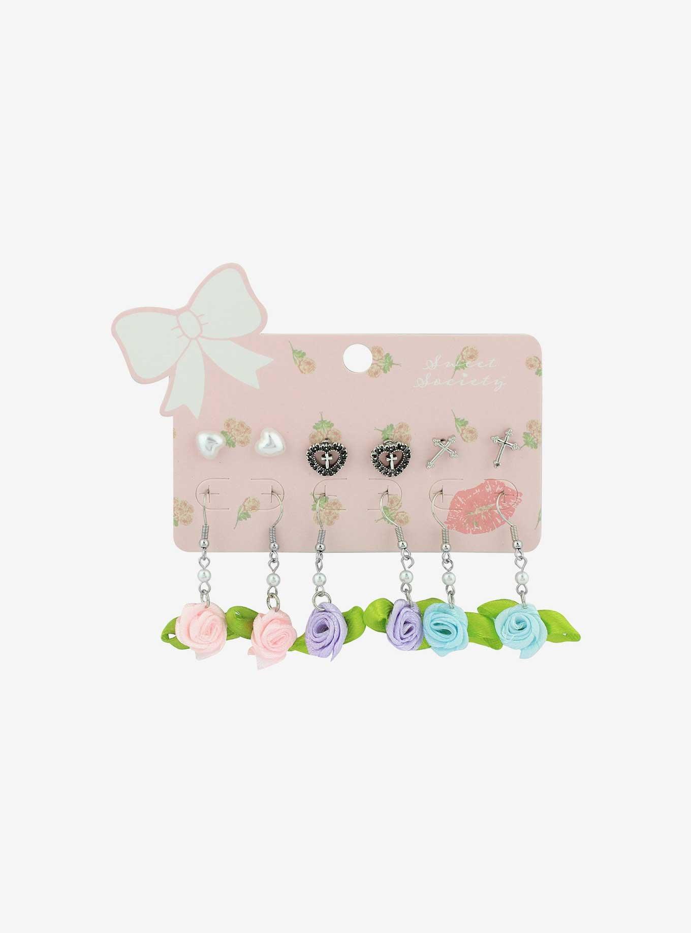 Sweet Society Pastel Rose Earring Set Hot Topic