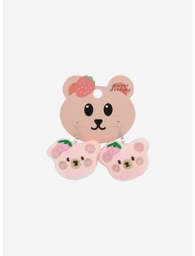 Sweet Society Strawberry Teddy Bear Plush Drop Earrings, , hi-res
