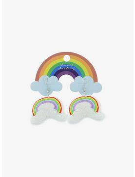 Sweet Society Embroidered Plush Rainbow Earrings, , hi-res