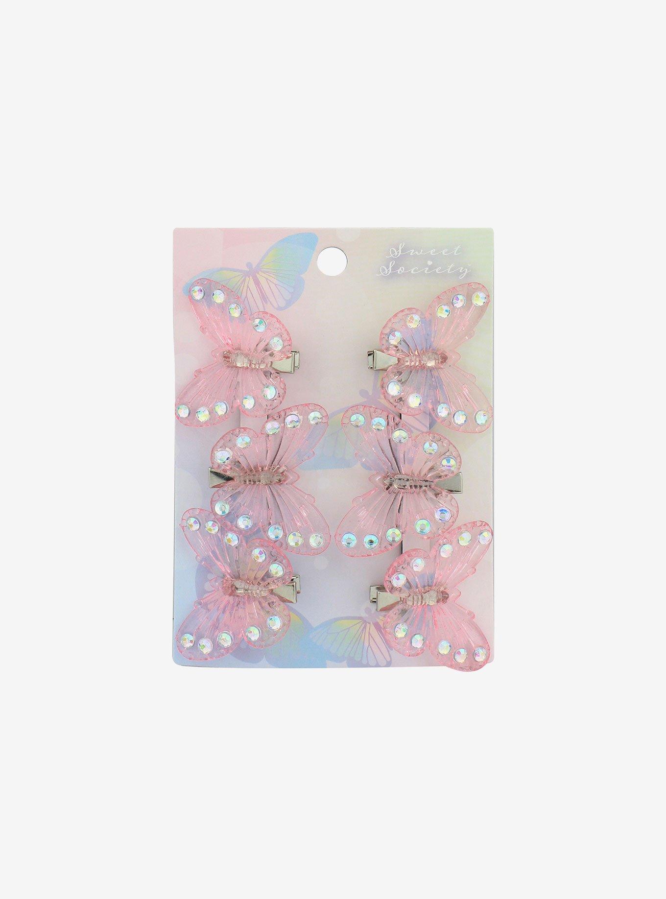 Sweet Society Bejeweled Butterfly Hair Clip Set, , hi-res