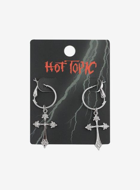 Gothic Cross Hoop Earrings | Hot Topic