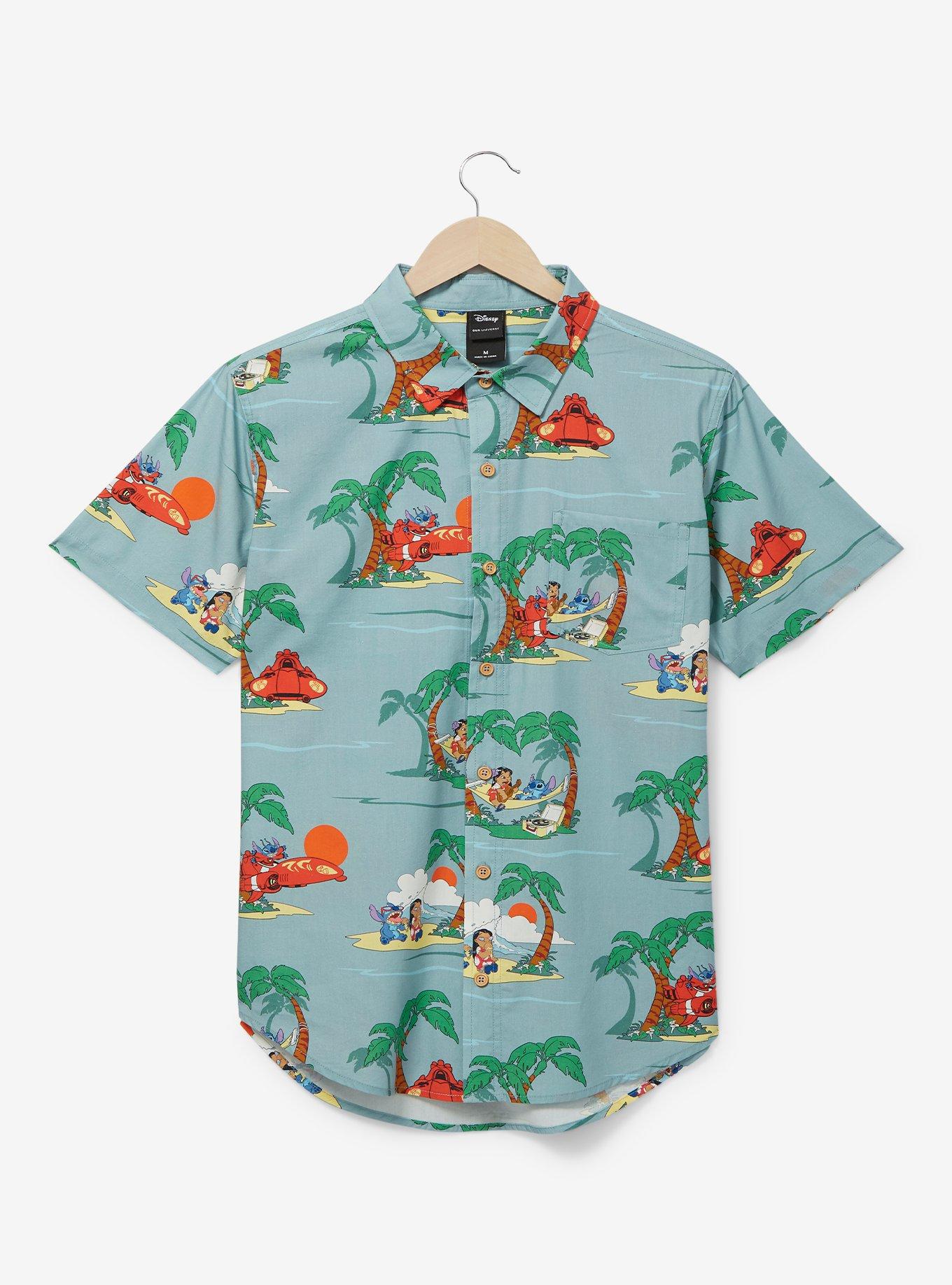 Disney Lilo & Stitch Island Allover Print Woven Button-Up - BoxLunch Exclusive, , hi-res