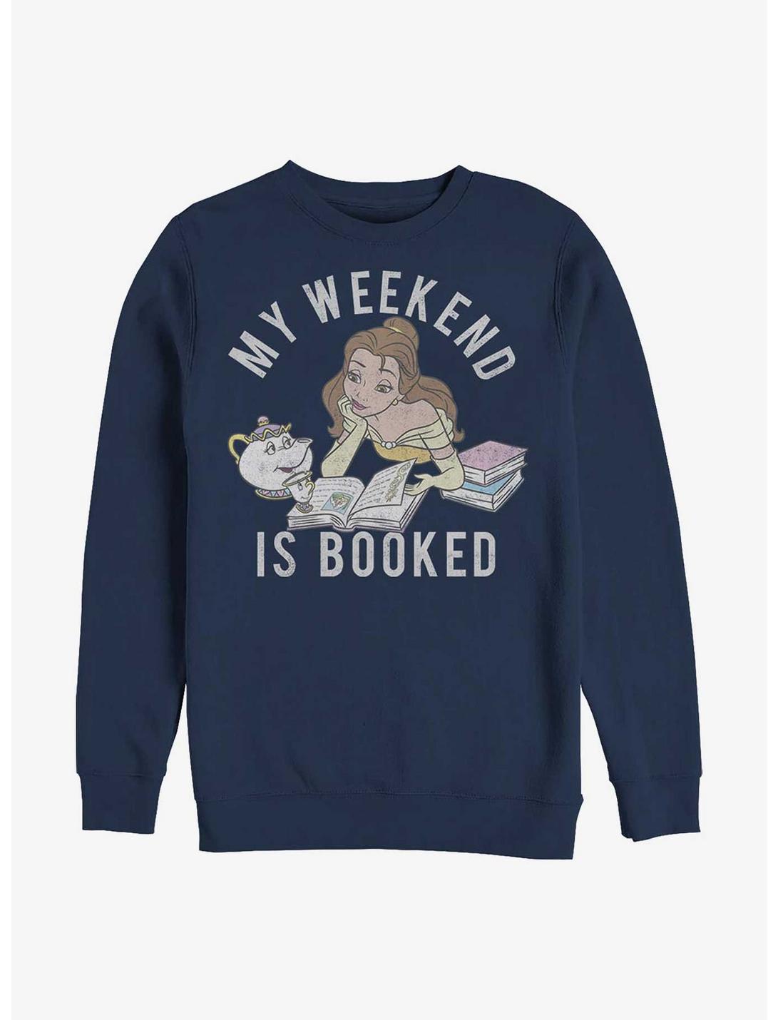 Disney Beauty And The Beast Weekend Is Booked Sweatshirt, NAVY, hi-res