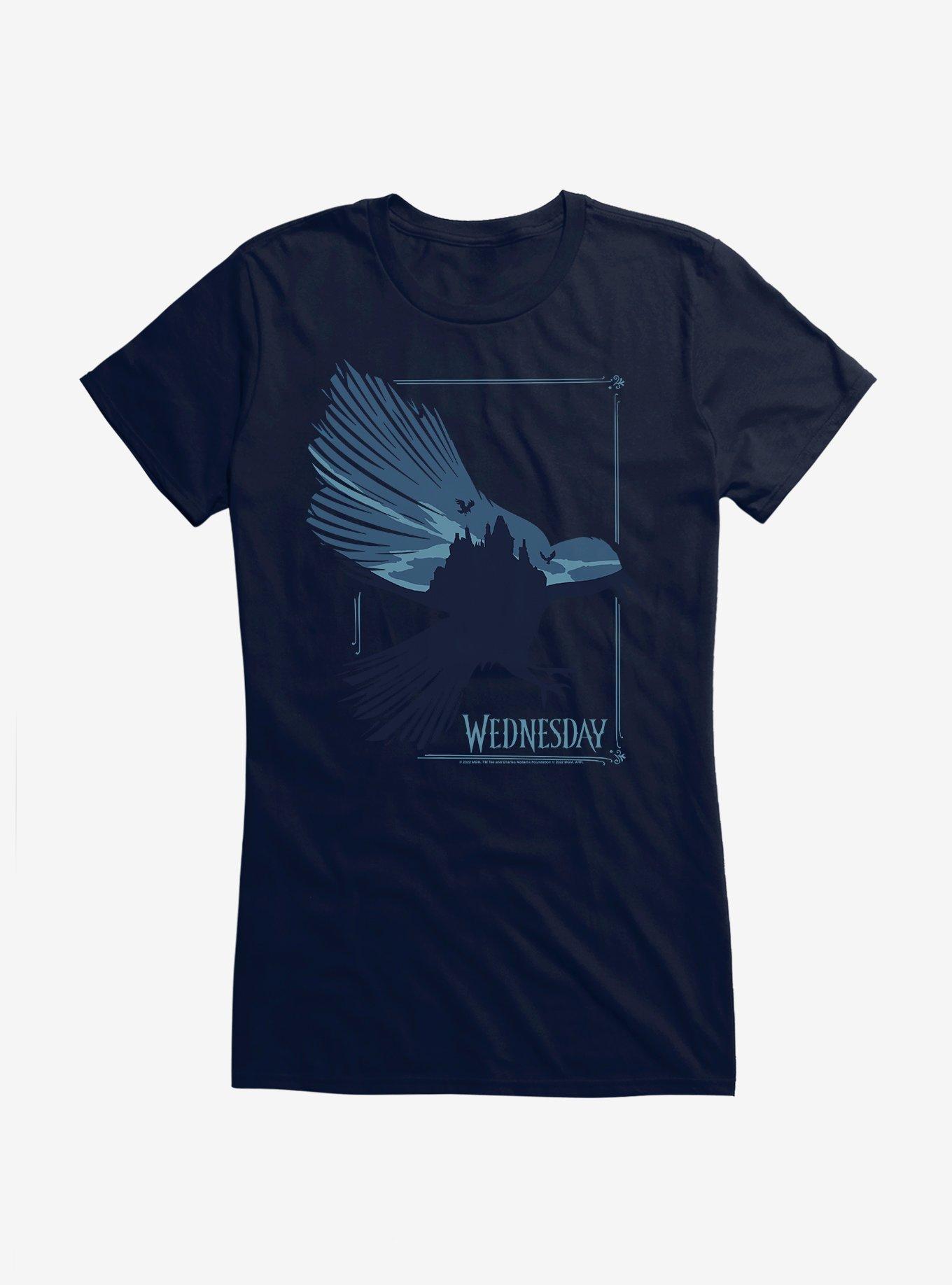 Wednesday Raven Girls T-Shirt, NAVY, hi-res