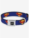 DC League Of Super-Pets Superman Shield Logo Seatbelt Buckle Dog Collar, BLUE, hi-res