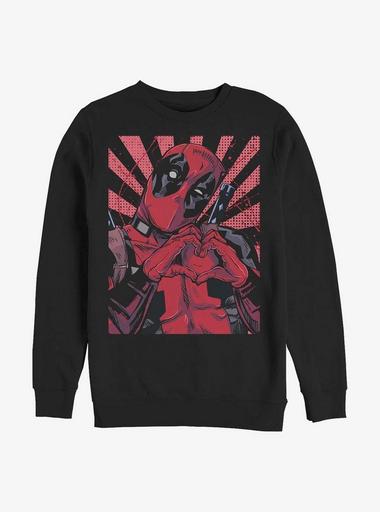 Marvel Deadpool Heart Sweatshirt BLACK Hot Topic