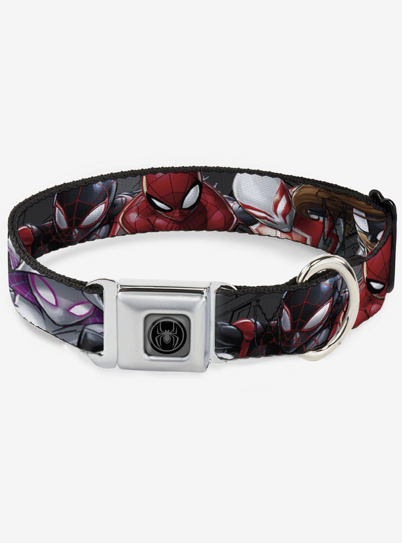 Marvel Spider-Man 6 Spider Hero Action Poses Seatbelt Buckle Dog Collar, GREY, hi-res