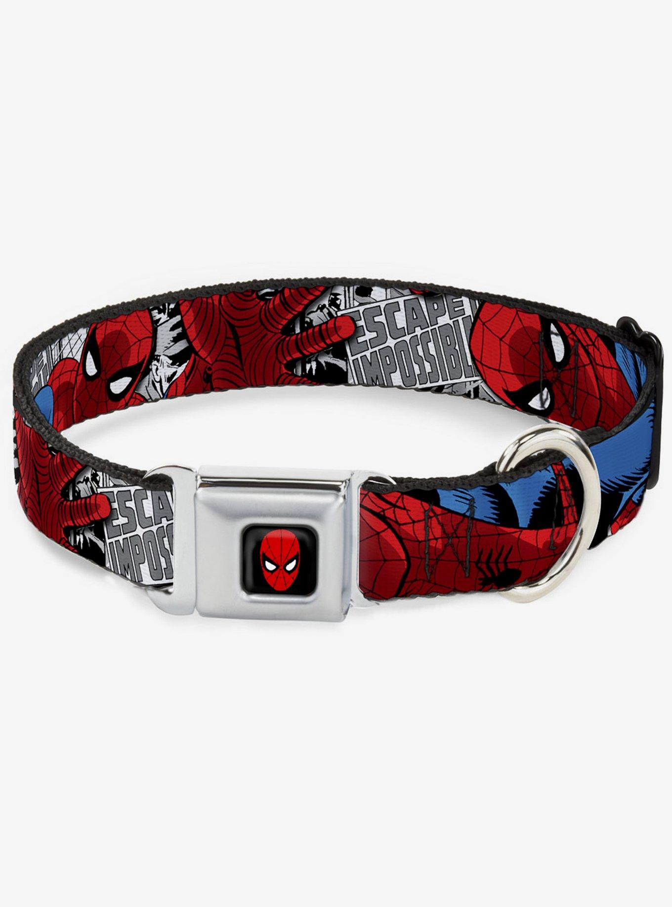 Marvel Spider-Man Action Escape Seatbelt Buckle Dog Collar, GREY, hi-res