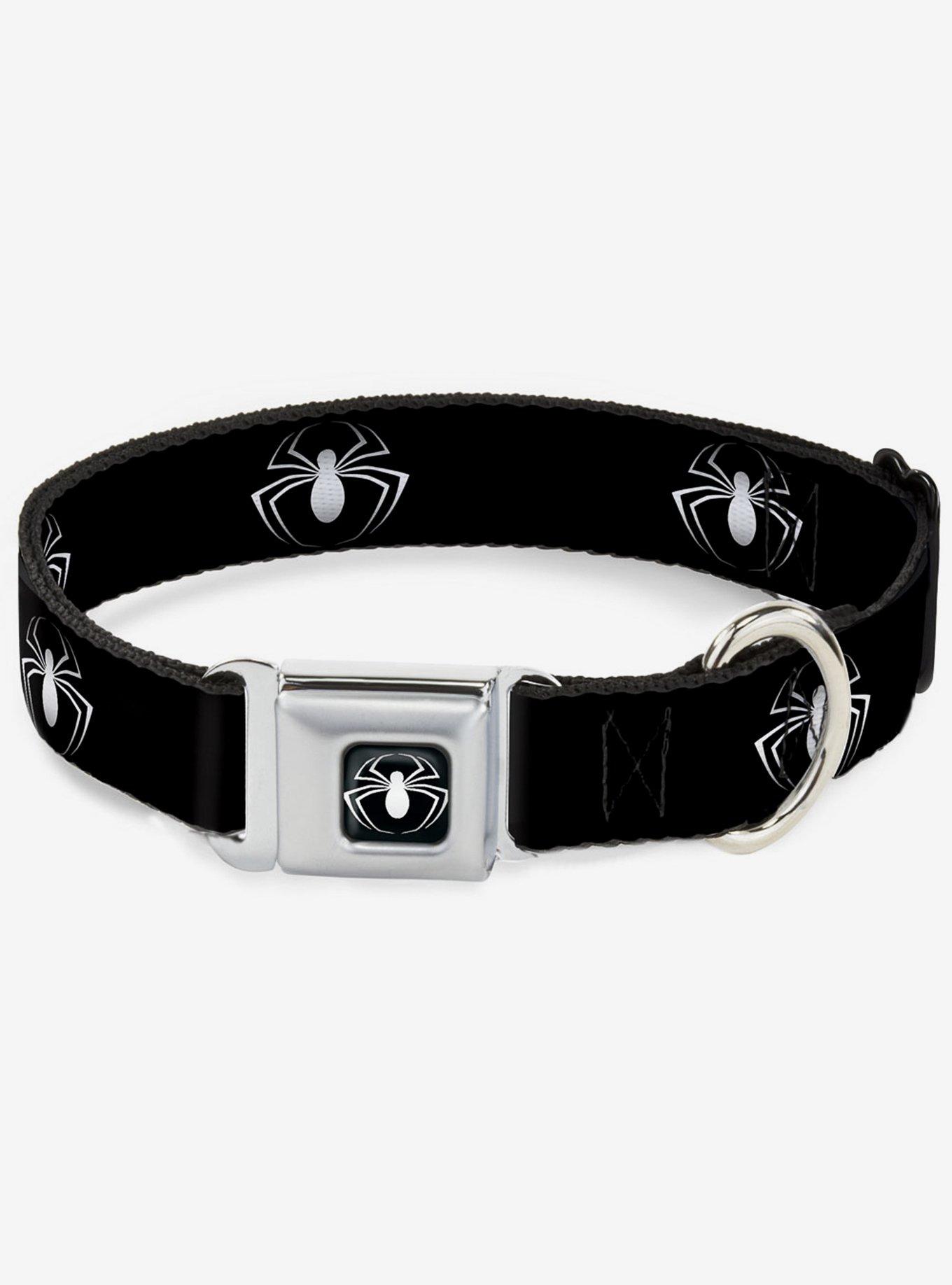 Marvel Spider-Man Spider Logo 3 Seatbelt Buckle Dog Collar, BLACK, hi-res