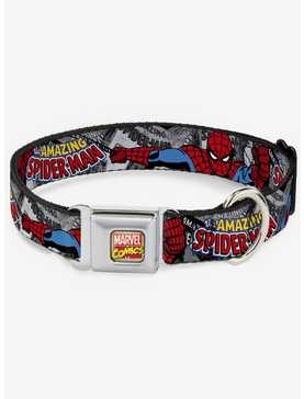 Marvel The Amazing Spider-Man Stacked Comic Books Action Poses Seatbelt Buckle Dog Collar, , hi-res