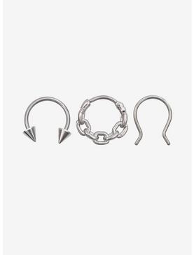 Steel Chain Cone Septum Clicker & Barbell 3 Pack, , hi-res