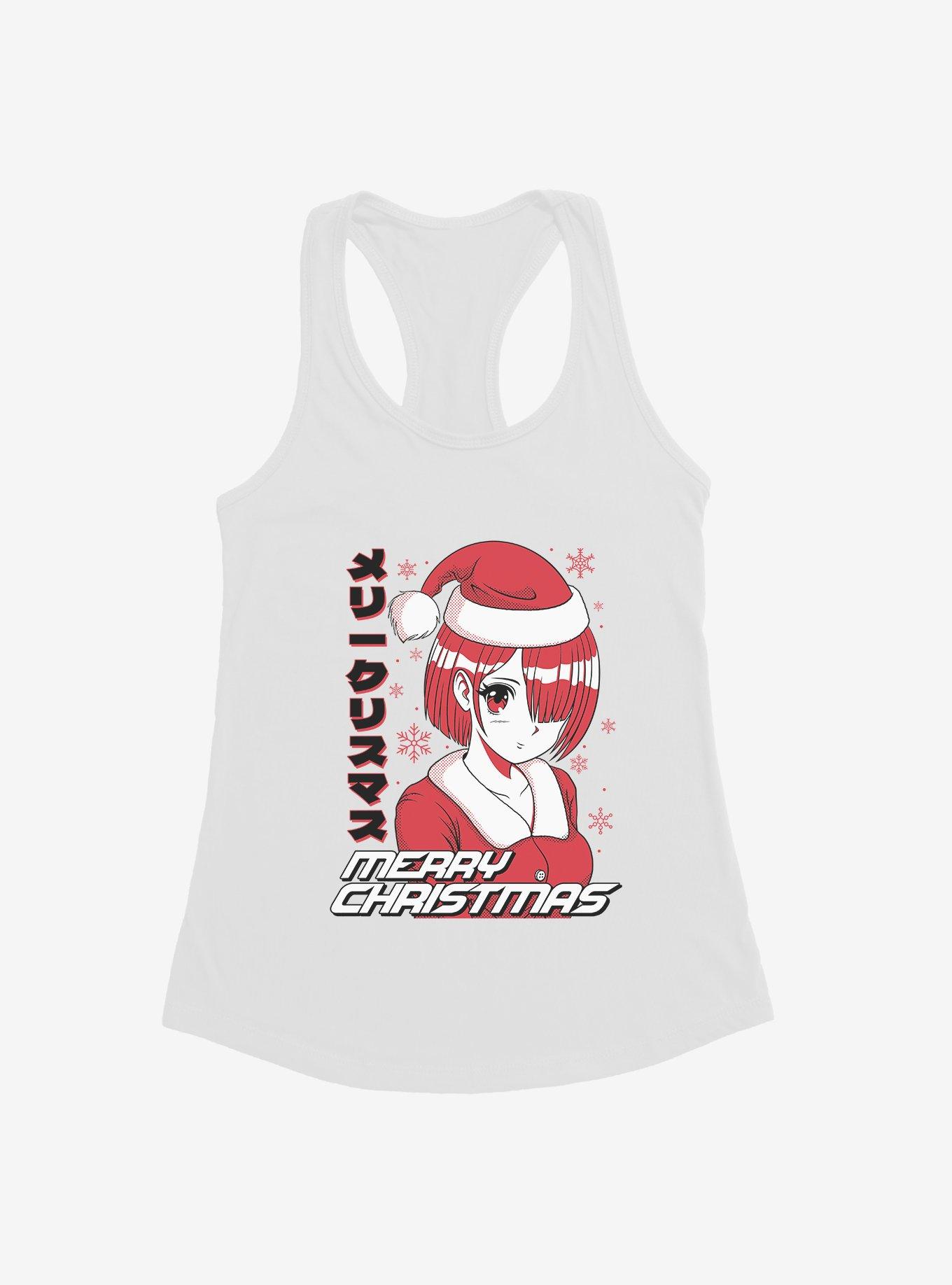 Christmas Anime Merry Christmas Girls Tank, WHITE, hi-res
