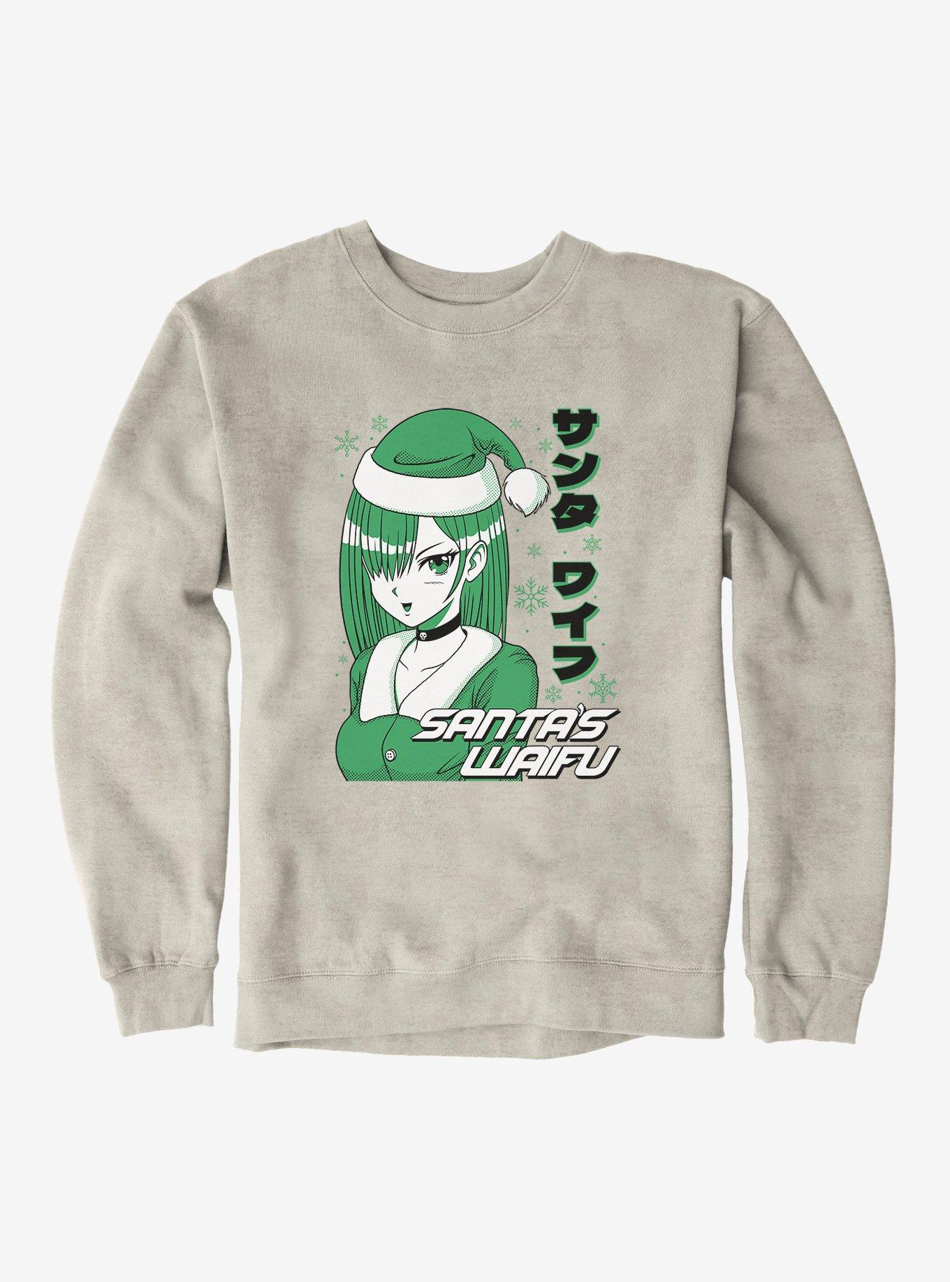Christmas Anime Santa's Waifu Sweatshirt, OATMEAL HEATHER, hi-res