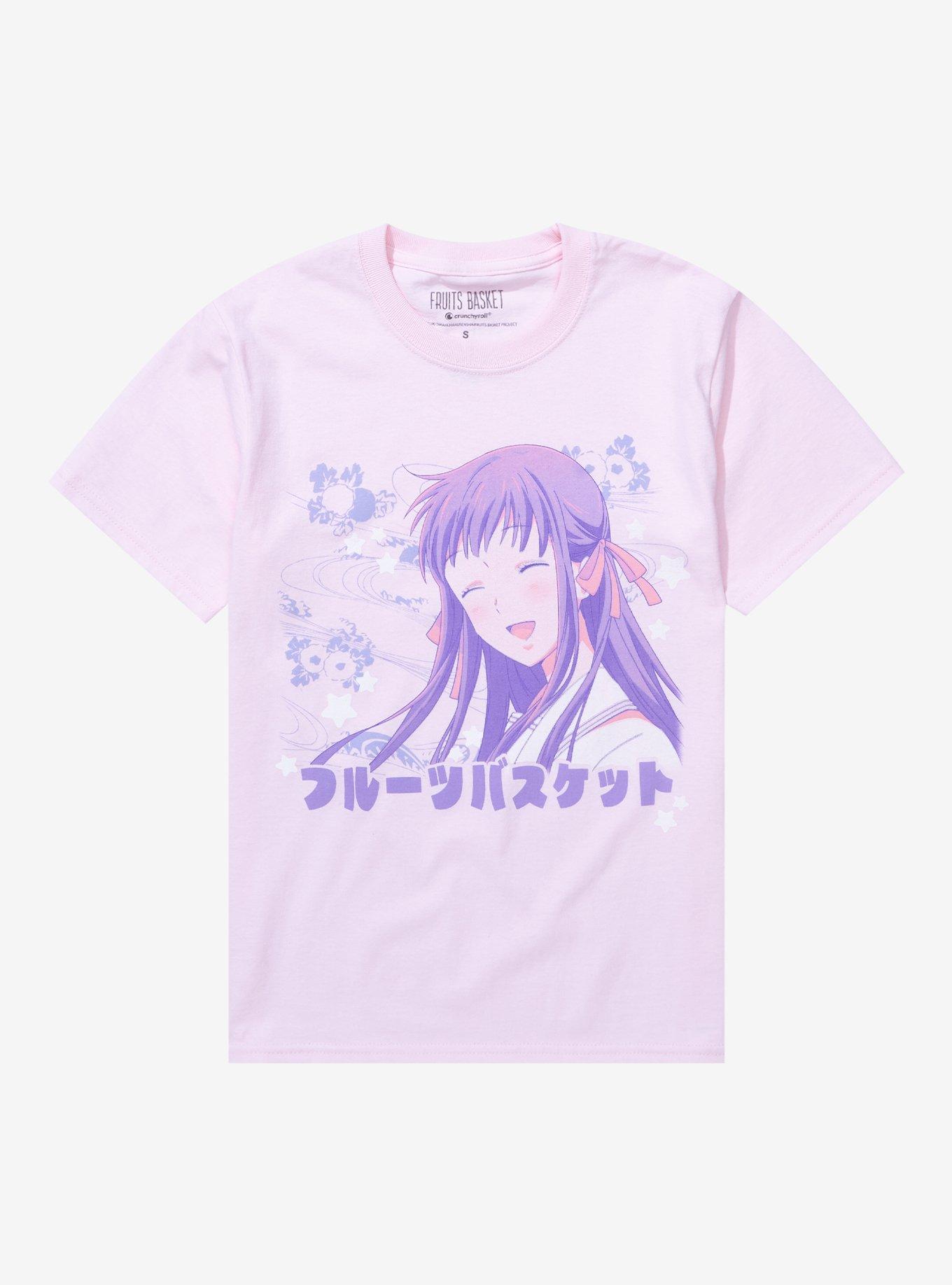 Fruits Basket Pink Flower Tohru Boyfriend Fit Girls T-Shirt, MULTI, hi-res