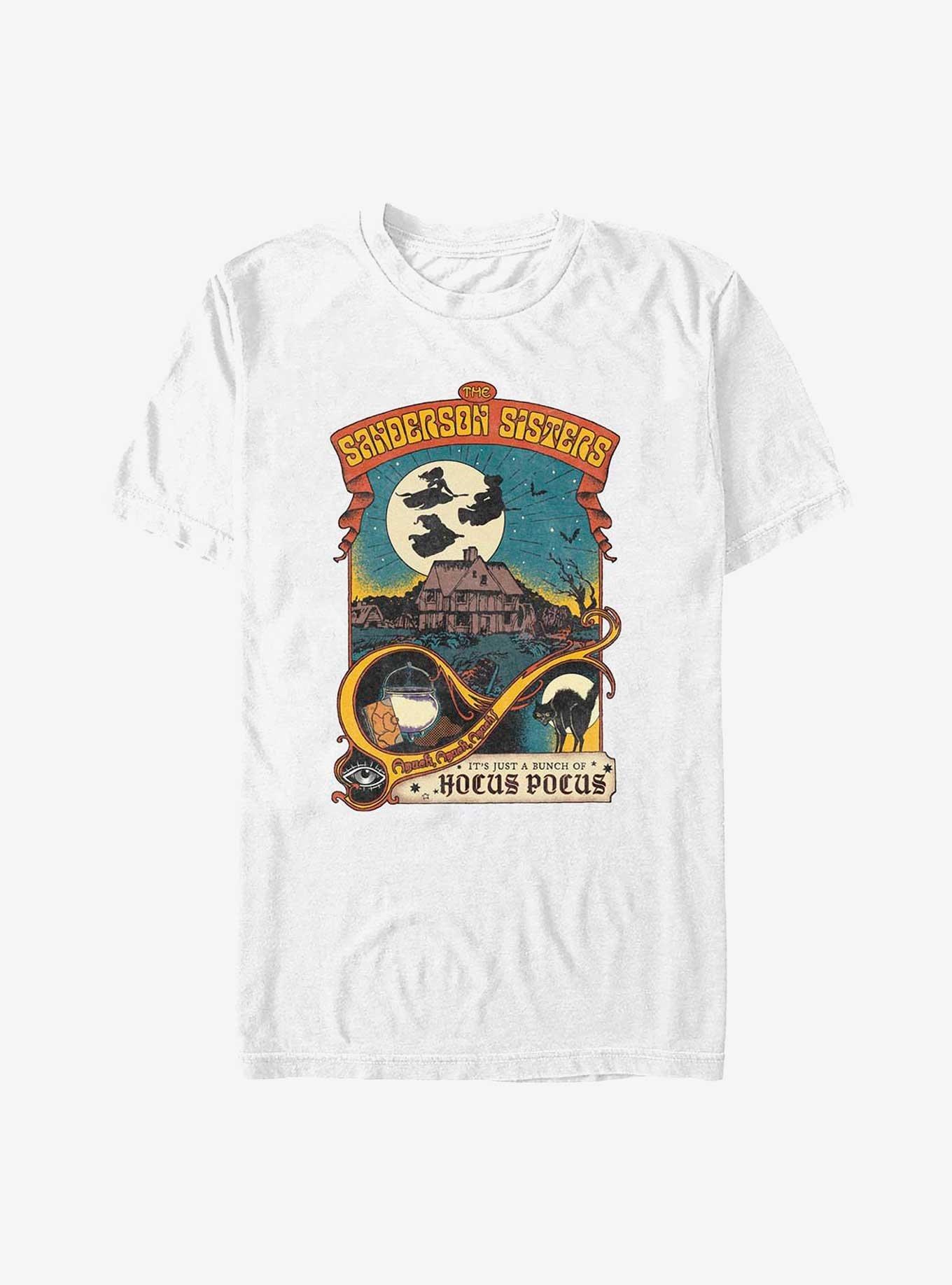 Disney Hocus Pocus Night Time Fly Poster T-Shirt, WHITE, hi-res
