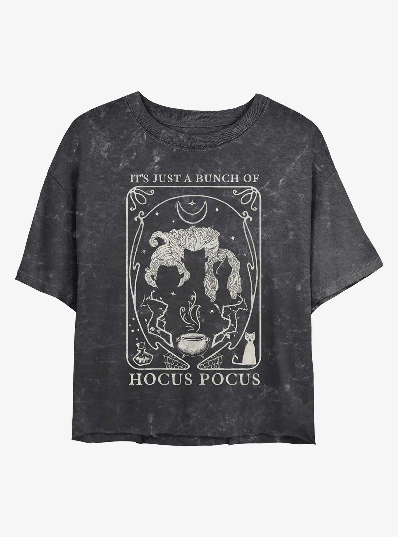 Disney Hocus Pocus Sanderson Sisters Silhouette Mineral Wash Womens Crop T-Shirt, BLACK, hi-res