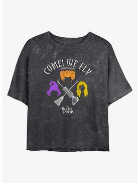 Disney Hocus Pocus We Fly Crossed Broom & Vaccum Mineral Wash Womens Crop T-Shirt, , hi-res