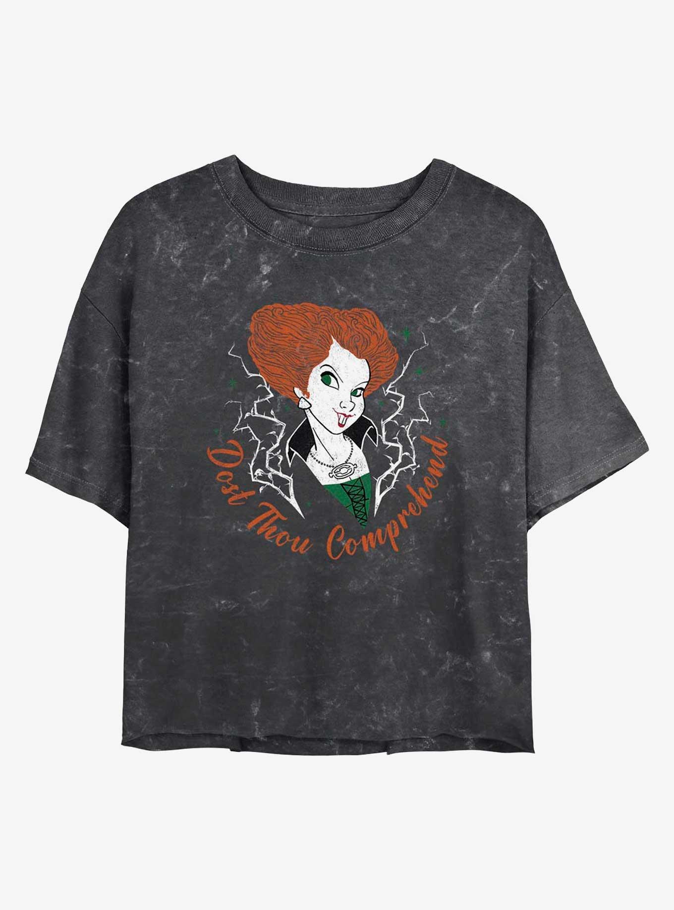 Disney Hocus Pocus Winifred Quote Mineral Wash Womens Crop T-Shirt, BLACK, hi-res