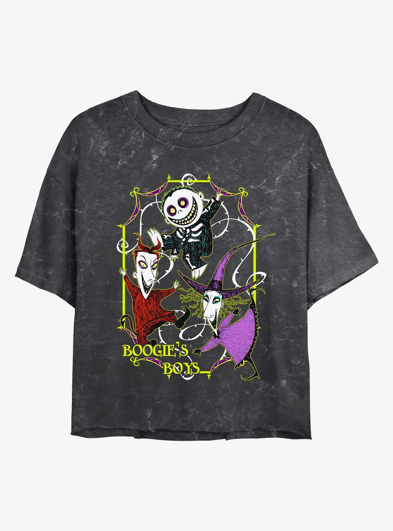 Disney The Nightmare Before Christmas Boogie's Boys Lock, Shock, & Barrel Mineral Wash Womens Crop T-Shirt, , hi-res