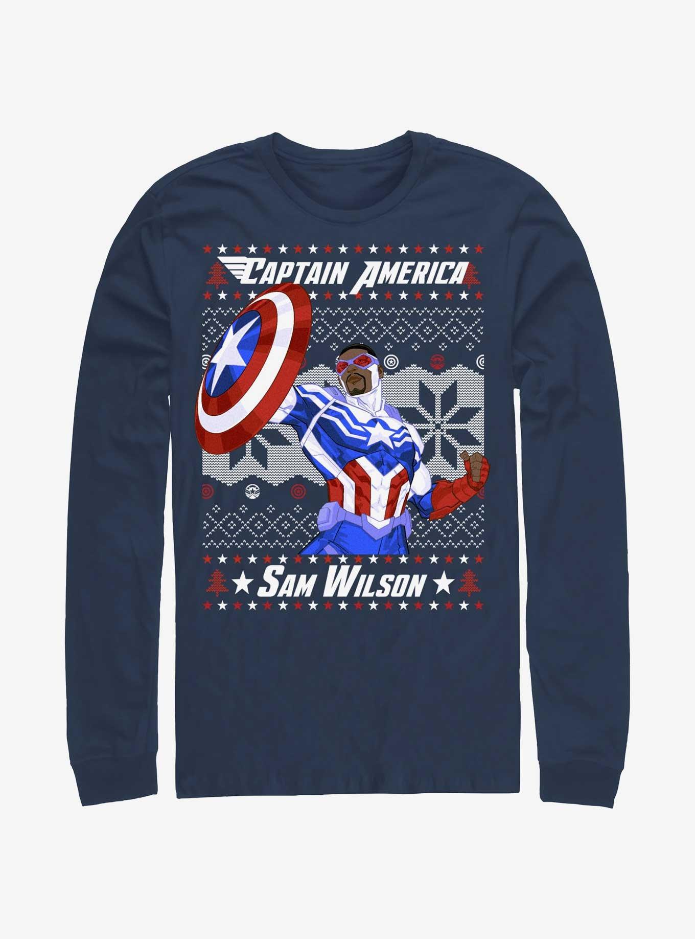 Marvel Captain America Sam Wilson Ugly Christmas Long-Sleeve T-Shirt, , hi-res