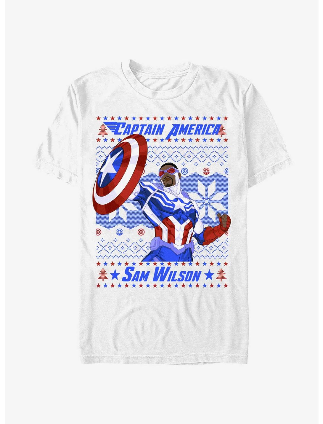 Marvel Captain America Sam Wilson Ugly Christmas T-Shirt, WHITE, hi-res